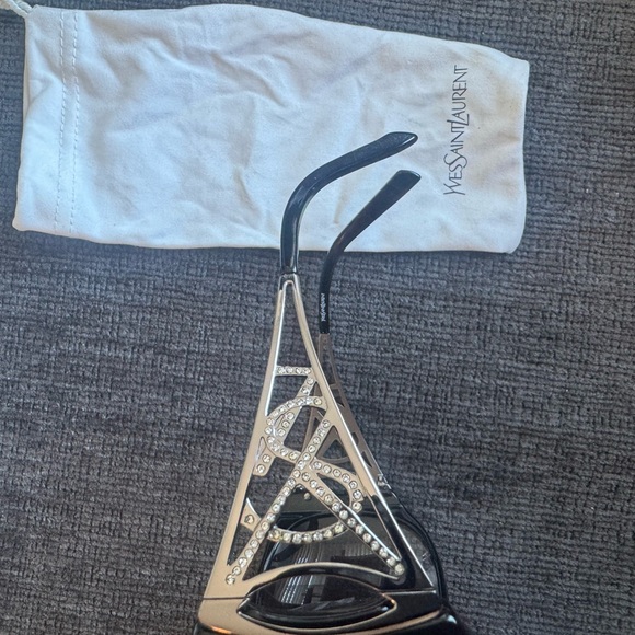 Yves Saint Laurent Black Sunglasses with Silver Accents main image 8